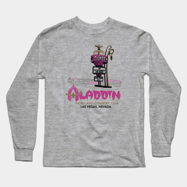 Retro Vintage Aladdin Hotel and Country Club Las Vegas Nevad Long Sleeve T-Shirt by StudioPM71